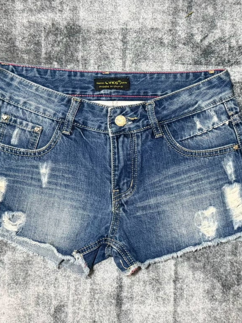 Women's Distressed Blue Denim Shorts